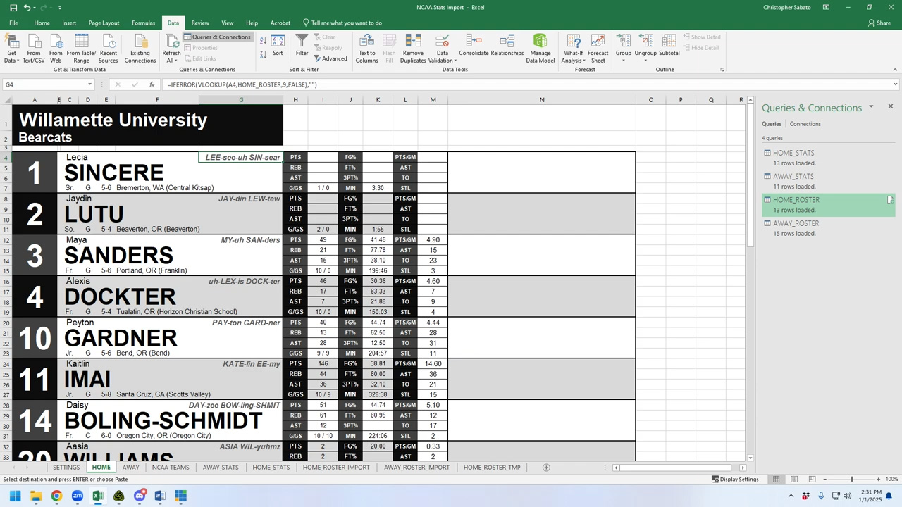 Automating a play-by-play call sheet in Excel